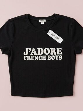 NWT Garage J'Adore French Boys Black Stormi Tee